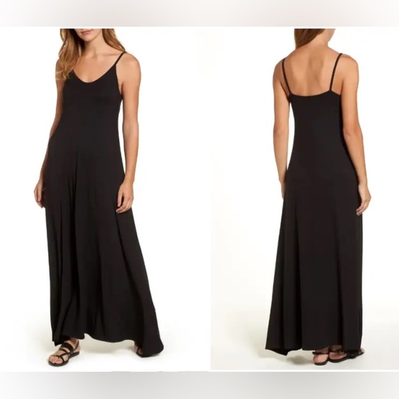 The PERFECT Sweeping Black Maxi Sun Dress Nordstrom Loveapella - Picture 3 of 5